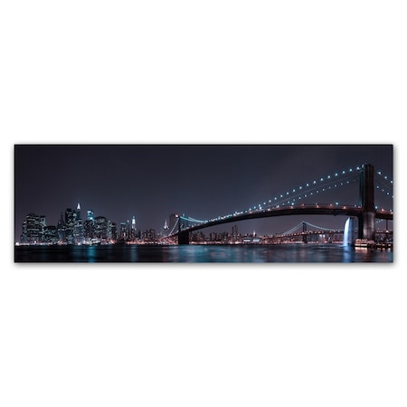 Fabien Bravin 'Manhattan Skyline And Brooklyn Bridge' Canvas Art,16x47